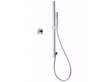 Square-section sliding bar - Wall-mounted brass shower panel with hand shower by Tender rain - view 2